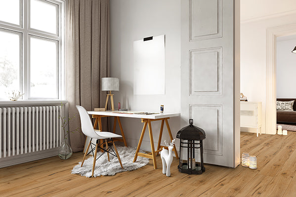 Laminato Idrofugo Uberwood Classen – Rustik Honey 9 × 192 × 1285 mm · AC5 / Classe 33 · Resistente all’acqua 168 ore · Materassino XPS integrato
