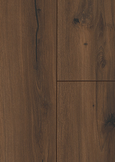 Laminato Idrofugo Uberwood Classen – Rustik Darkbrown 9 × 192 × 1285 mm · AC5 / Classe 33 · Resistente all’acqua 168 ore · Materassino XPS integrato