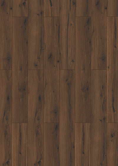 Laminato Idrofugo Uberwood Classen – Rustik Darkbrown 9 × 192 × 1285 mm · AC5 / Classe 33 · Resistente all’acqua 168 ore · Materassino XPS integrato